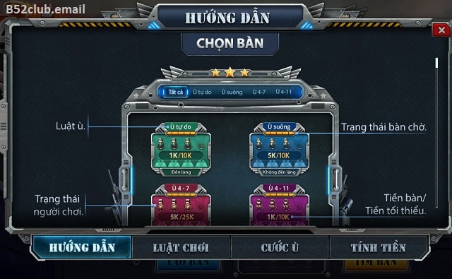Chọn bàn chơi Chắn tại B52club