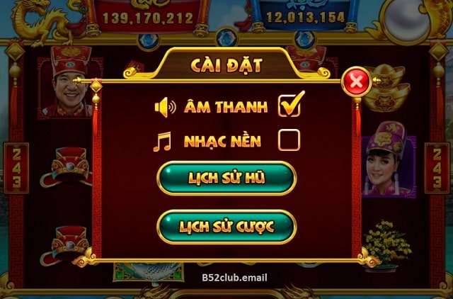 Cài đặt âm thanh và nhạc nền trong Táo Quân tại B52club