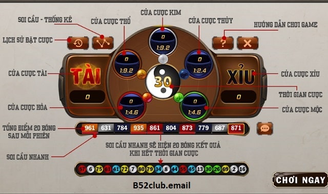 Các tính năng trong game Keno ngũ hành B52club