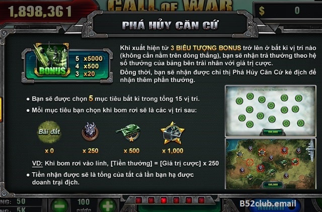 Khám phá luật chơi game Call of war tại B52club